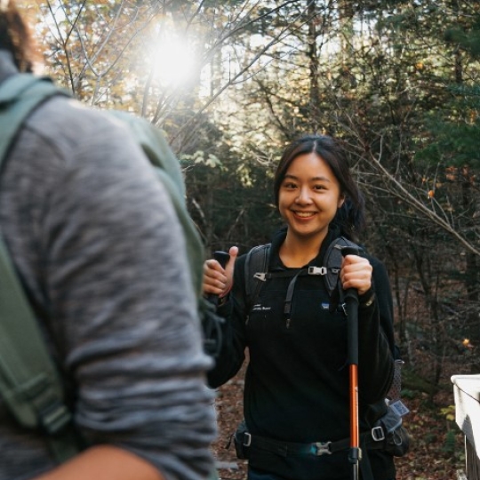 Student hiking